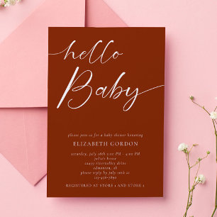 Invitation Bonjour Baby shower minimaliste cuivre Neutre Boho