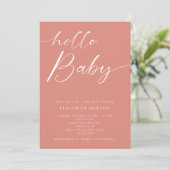 Invitation Bonjour Baby shower minimaliste rose fille Boho (Debout devant)