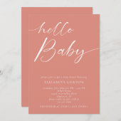Invitation Bonjour Baby shower minimaliste rose fille Boho (Devant / Derrière)