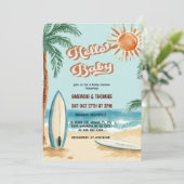 Invitation Bonjour Baby Surfboard Baby shower (Debout devant)