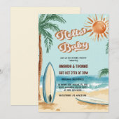 Invitation Bonjour Baby Surfboard Baby shower (Devant / Derrière)