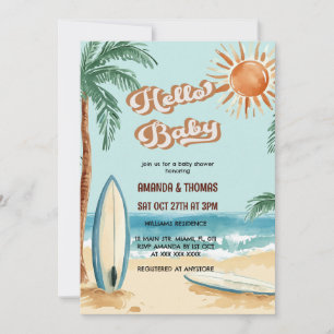 Invitation Bonjour Baby Surfboard Baby shower