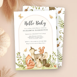 Invitation Bonjour Baby Woodland Animaux Baby shower Invitati