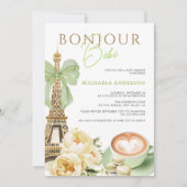 Invitation Bonjour Bébé Aquarelle Coquette Bow Baby shower I (Devant)