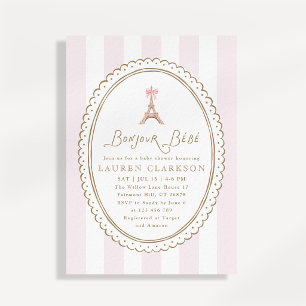 Invitation Bonjour Bébé Arc Bow Tour Eiffel Fête de Naissance
