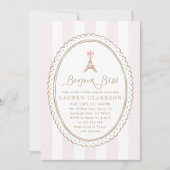 Invitation Bonjour Bébé Arc Bow Tour Eiffel Fête de Naissance (Devant)