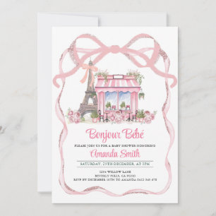 Invitation Bonjour Bebe Baby shower Café Paris