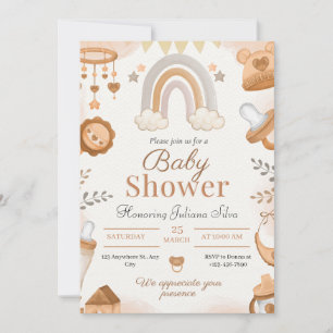 Invitation Bonjour bébé   Baby shower d'aquarelle neutre Invi