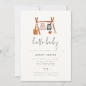 Invitation Bonjour bébé | Baby shower de vêtements Boho (Devant)