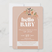 Invitation Bonjour bébé, Baby shower moderne Boho (Devant)