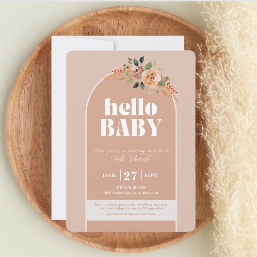 Invitation Bonjour bébé, Baby shower moderne Boho