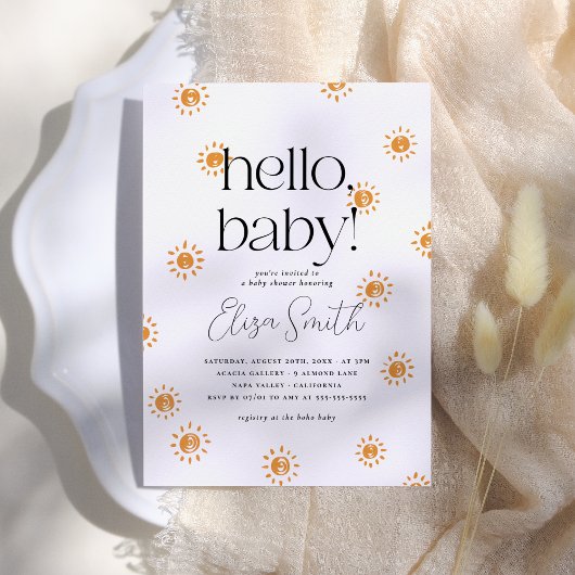 Invitation Bonjour bébé | Baby shower Sunshine Boho