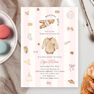 Invitation Bonjour Bébé Baguettes Layettes Baby shower frança