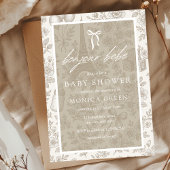 Invitation Bonjour Bebe Beige Neutra Toile Baby shower frança