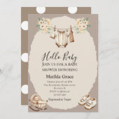 Invitation Bonjour Bébé Beige Neutre (Devant / Derrière)