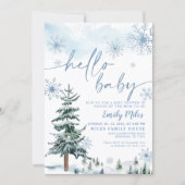 Invitation Bonjour Bébé Bleu Shower de Bébé Hiver (Devant)