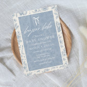 Invitation Bonjour Bebe Blue Toile French Boy Baby shower