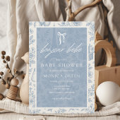 Invitation Bonjour Bebe Blue Toile French Boy Baby shower