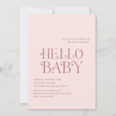 Invitation Bonjour Bébé Blush Pink Baby shower moderne (Devant)