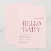 Invitation Bonjour Bébé Blush Pink Baby shower moderne (Devant / Derrière)