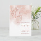 Invitation Bonjour bébé Blush rose bébé fille douche Invitati (Debout devant)