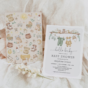 Invitation Bonjour bébé Boho moderne Vêtements bébé Neutre Do