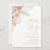 Invitation Bonjour Bébé Boho Pampas Grass Girl Baby shower (Devant)