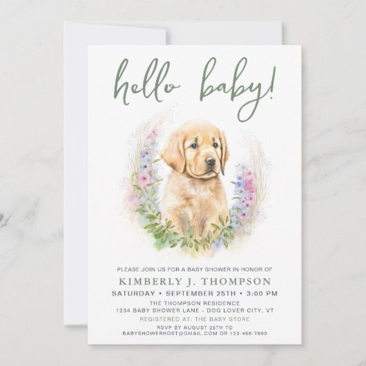 Invitation Bonjour bébé Chien Chien Chien Chien Chien Moderne (Devant)