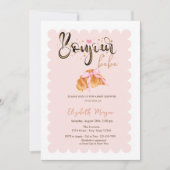 Invitation Bonjour Bébé Croissant Bow Striped Baby Shower (Devant)