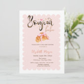 Invitation Bonjour Bébé Croissant Bow Striped Baby Shower (Debout devant)