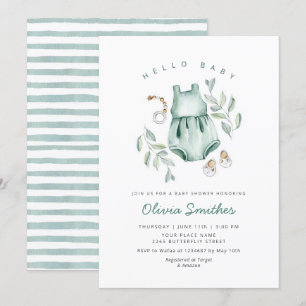 Invitation Bonjour bébé   Cute Boho Vêtements Baby shower fil