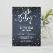 Invitation Bonjour bébé Denim Diamonds Baby shower neutre (Debout devant)