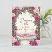 Invitation Bonjour Bebe eiffel tower French chic baby Shower (Debout devant)
