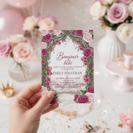 Invitation Bonjour Bebe eiffel tower French chic baby Shower