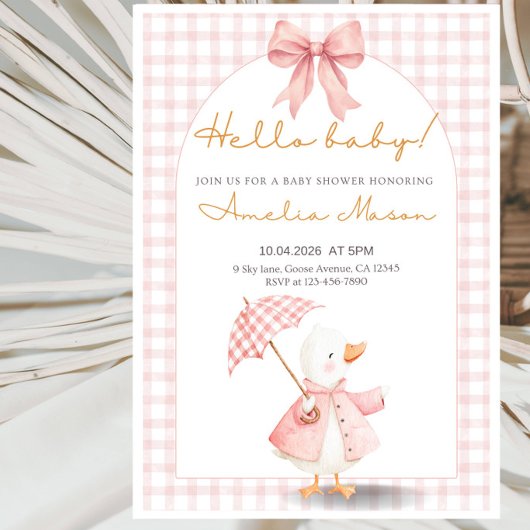 Invitation Bonjour Bébé ! Fête de Bébé Oie