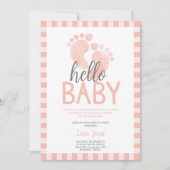 Invitation Bonjour Bébé Fille rose Pieds Baby shower (Devant)