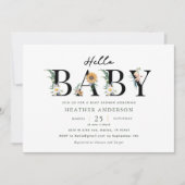 Invitation Bonjour bébé Fleur sauvage fille Baby shower Invit (Devant)