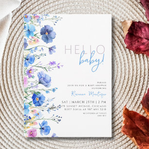 Invitation Bonjour Bébé Fleur Sauvage Floral Prairie Baby Sho