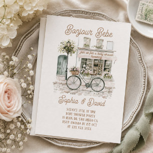 Invitation Bonjour Bebe Floral Baby Shower Français