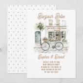 Invitation Bonjour Bebe Floral Baby shower français (Devant / Derrière)