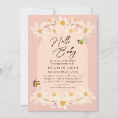 Invitation Bonjour Bébé Floral Daisy Bees Baby shower (Devant)
