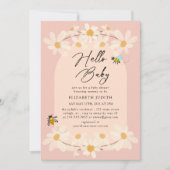 Invitation Bonjour Bébé Floral Daisy Bees Baby shower (Devant)