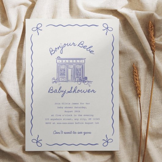 Invitation Bonjour Bebe French baby shower