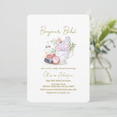 Invitation Bonjour Bébé French Macarons Milk Tea Baby shower (Debout devant)