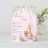 Invitation Bonjour Bebe French Paris Baby shower de girafe ro (Debout devant)