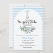 Invitation Bonjour Bebe French Paris Blue Boy Baby shower (Devant)