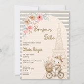 Invitation Bonjour Bebe French Paris Bunny Baby shower (Devant)