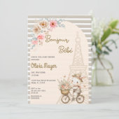 Invitation Bonjour Bebe French Paris Bunny Baby shower (Debout devant)