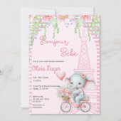 Invitation Bonjour Bebe French Paris Elephant Baby shower (Devant)