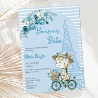 Bonjour Bebe French Paris Giraffe Baby shower bleu